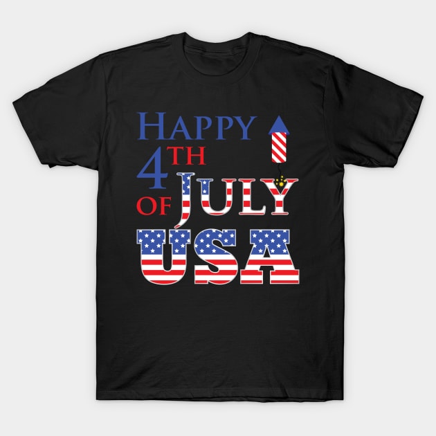 Happy 4th of july USA firecrackers T-Shirt by sevalyilmazardal